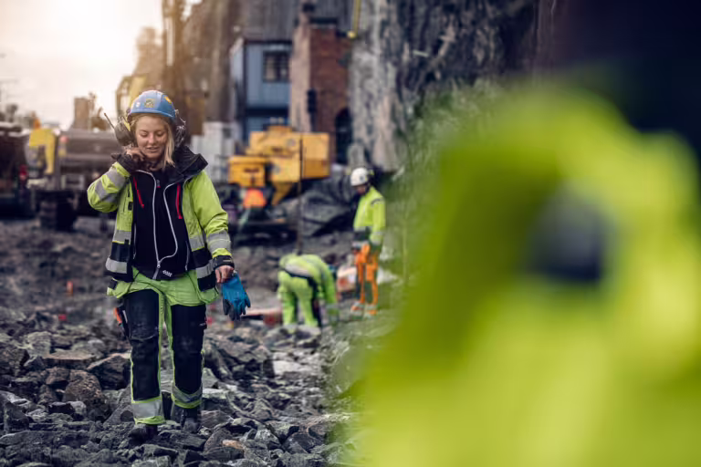 Girl on a construction site