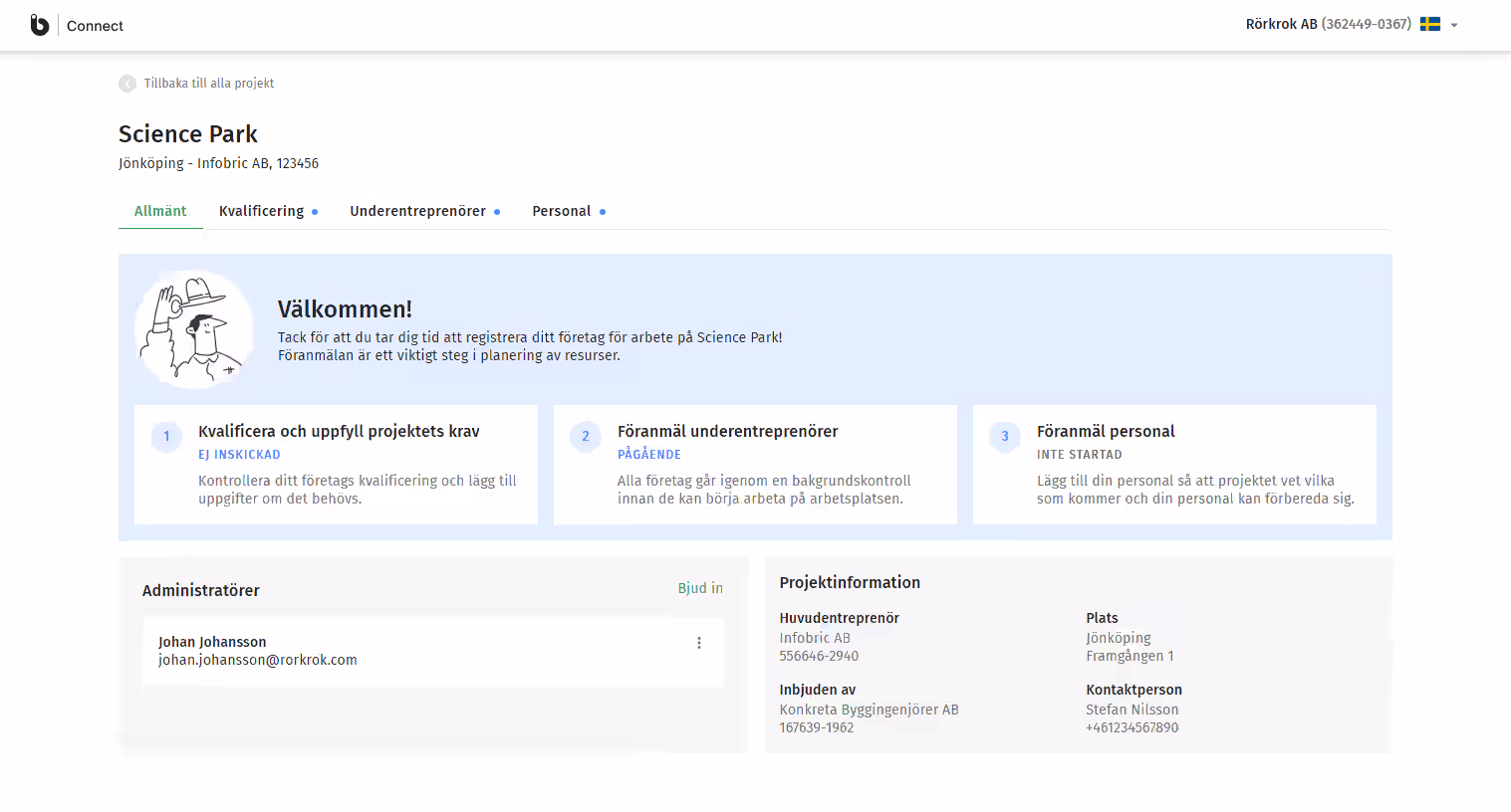 skärmvy över infobric connect