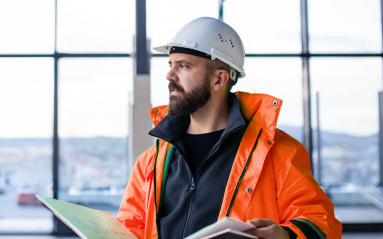 construction worker with planning file