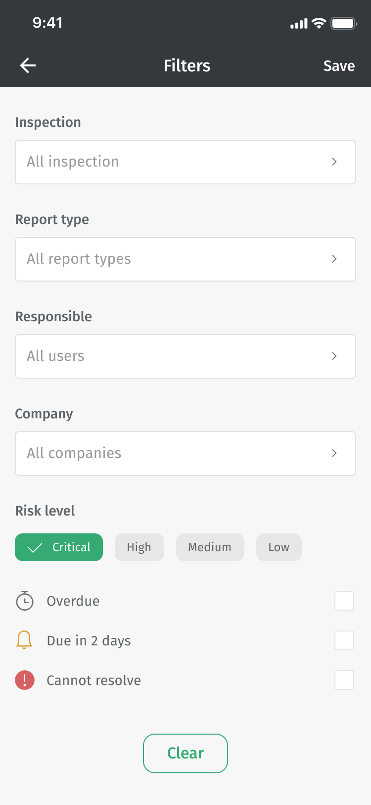 Infobric Field Deviations filters
